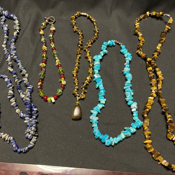 Bundle of 4 Vintage Stone Nugget Fashion Necklaces - Picture 1 of 8